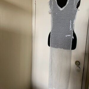 PRESTIGE EDGE SWIMWEAR ESTI COUTURE  MAXI COVER UP  WHITE ONE SIZE